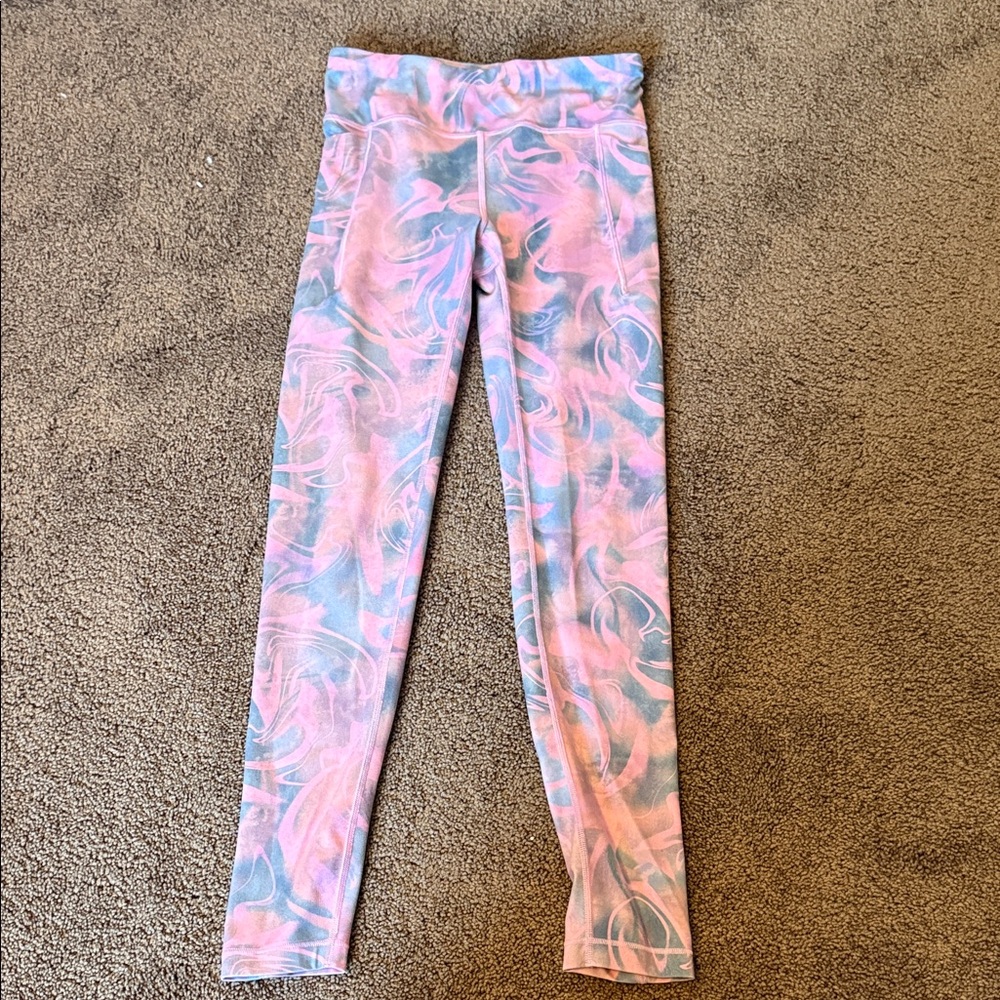 Athleta Kids Swirl Leggings in Pink and Blue